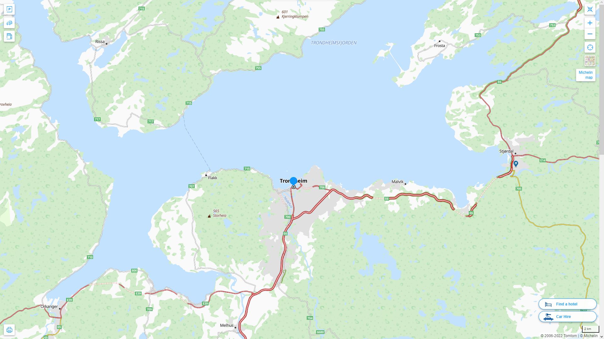 Trondheim Norvege Autoroute et carte routiere